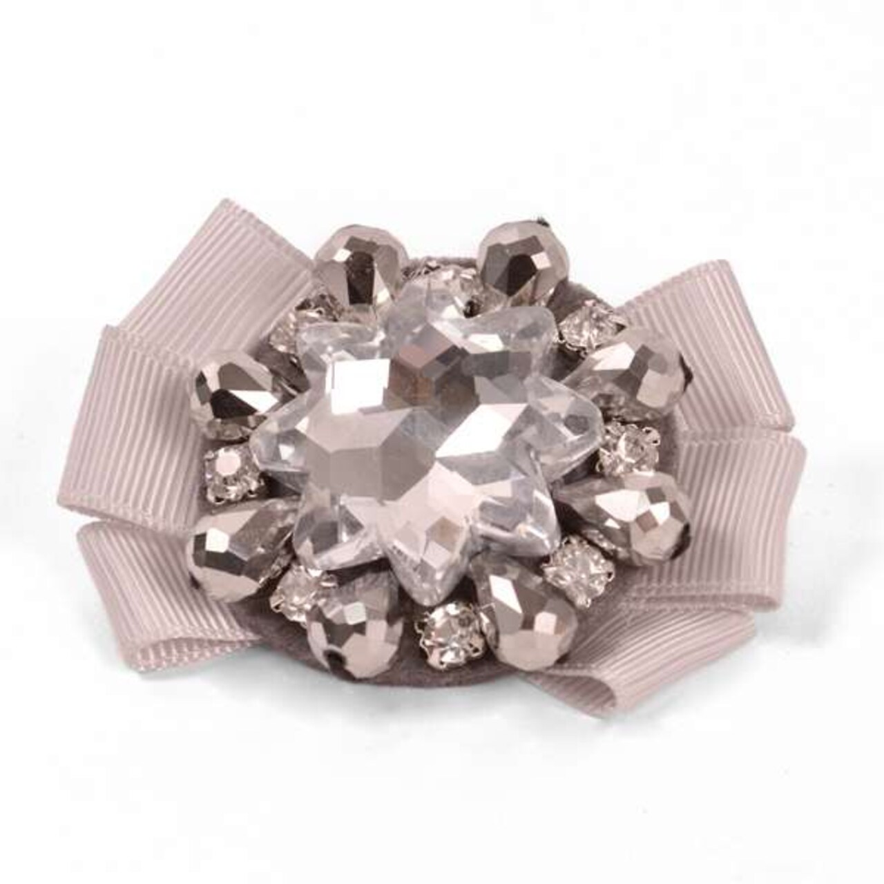 Bead and Gem Bow Brooch